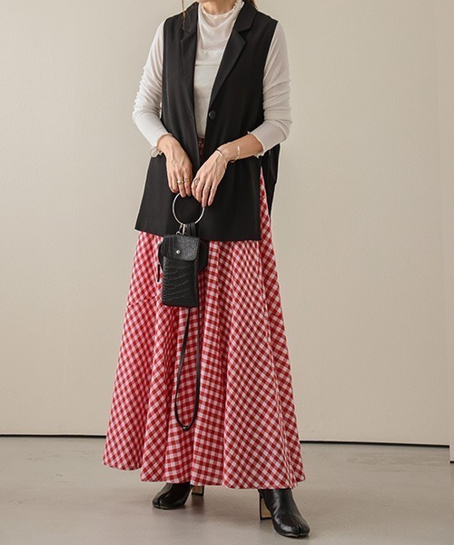La-gemme（ラジェム）の「ギンガムチェックマキシフレアスカート（スカート・レディース・グレー/ブルー/ブラック/ブラウン/レッド/グリーン・C/フリー）」の21枚目の写真