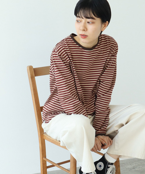 aLORS paris ボーダーカットソー　ネイビー×アイボリー アローパリ aLORS paris ボーダーカットソー ネイビー×アイボリー