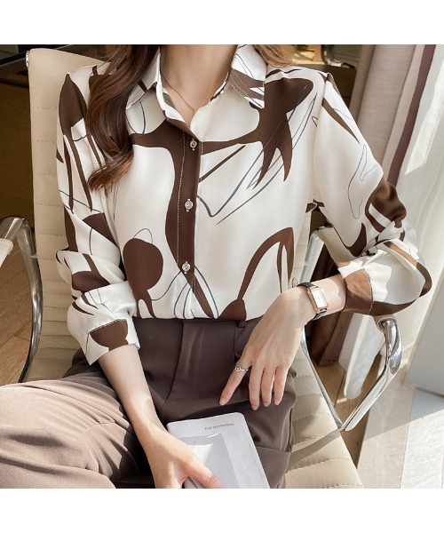 おしゃれスタ(オシャレスタ)の「レトロかわいい印象派カジュアル柄シャツ(シャツ/ブラウス・レディース・ブラウン/ブラック・L/XL/M/S)」の14枚目の写真