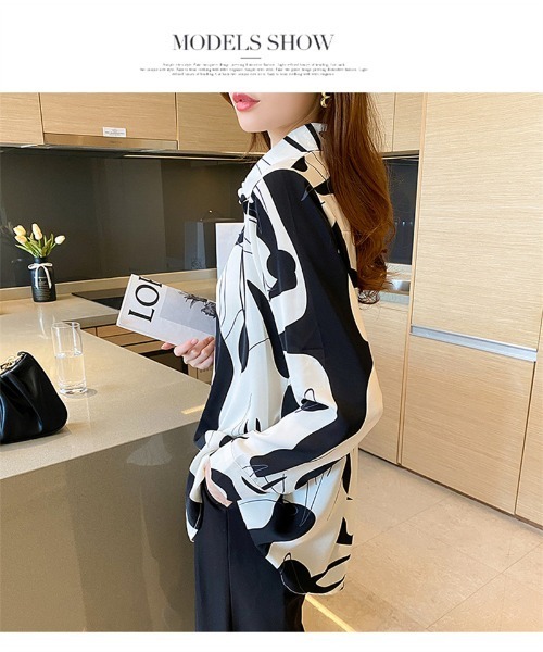 おしゃれスタ(オシャレスタ)の「レトロかわいい印象派カジュアル柄シャツ(シャツ/ブラウス・レディース・ブラウン/ブラック・L/XL/M/S)」の11枚目の写真