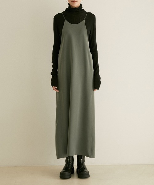 SALON adam et rope'（サロン アダム エ ロペ）の「アメリカンスリーブキャミワンピース（ワンピース・レディース・スミクロ/カーキ・FREE）」の8枚目の写真