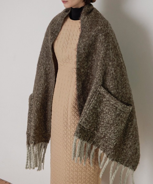 Fashion Letter（ファッションレター）の「ツイード柄2way大判ストール（ストール/ショール・レディース・ブラック/ブラウン・FREE）」の6枚目の写真