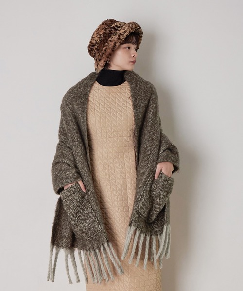 Fashion Letter（ファッションレター）の「ツイード柄2way大判ストール（ストール/ショール・レディース・ブラック/ブラウン・FREE）」の7枚目の写真