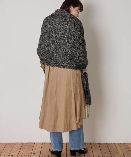 Fashion Letter（ファッションレター）の「ツイード柄2way大判ストール（ストール/ショール・レディース・ブラック/ブラウン・FREE）」の16枚目の写真