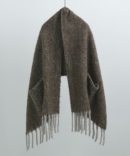 Fashion Letter（ファッションレター）の「ツイード柄2way大判ストール（ストール/ショール・レディース・ブラック/ブラウン・FREE）」の17枚目の写真