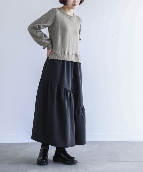 n'OrLABEL（ノアールレーベル）の「『ニットドッキングティアードワンピース』（ワンピース・レディース・グレー/グリーン/プラム/ブラック・1/2）」の17枚目の写真