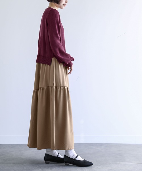 n'OrLABEL（ノアールレーベル）の「『ニットドッキングティアードワンピース』（ワンピース・レディース・グレー/グリーン/プラム/ブラック・1/2）」の14枚目の写真