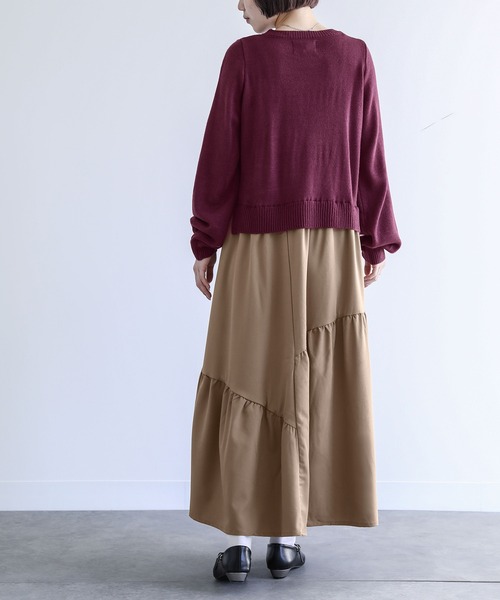 n'OrLABEL（ノアールレーベル）の「『ニットドッキングティアードワンピース』（ワンピース・レディース・グレー/グリーン/プラム/ブラック・1/2）」の15枚目の写真