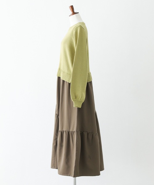 n'OrLABEL（ノアールレーベル）の「『ニットドッキングティアードワンピース』（ワンピース・レディース・グレー/グリーン/プラム/ブラック・1/2）」の21枚目の写真