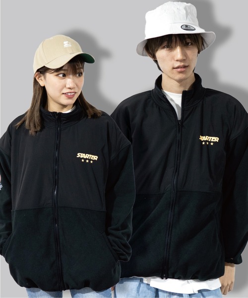 STARTER BLACK LABEL(スターターブラックレーベル)の「(YO)【STARTER BLACK LABEL】ナイロン 切り替え フリース ジップ ブルゾン(ブルゾン・メンズ・グリーン/ブラック・MEDIUM/LARGE)」の2枚目の写真