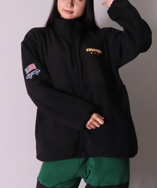 STARTER BLACK LABEL(スターターブラックレーベル)の「(YO)【STARTER BLACK LABEL】ナイロン 切り替え フリース ジップ ブルゾン(ブルゾン・メンズ・グリーン/ブラック・MEDIUM/LARGE)」の7枚目の写真