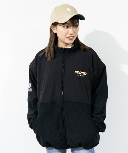 STARTER BLACK LABEL(スターターブラックレーベル)の「(YO)【STARTER BLACK LABEL】ナイロン 切り替え フリース ジップ ブルゾン(ブルゾン・メンズ・グリーン/ブラック・MEDIUM/LARGE)」の8枚目の写真
