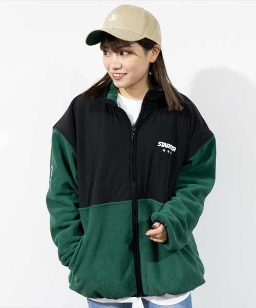 STARTER BLACK LABEL(スターターブラックレーベル)の「(YO)【STARTER BLACK LABEL】ナイロン 切り替え フリース ジップ ブルゾン(ブルゾン・メンズ・グリーン/ブラック・MEDIUM/LARGE)」の10枚目の写真