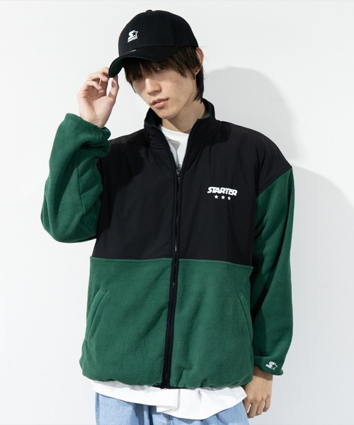 STARTER BLACK LABEL(スターターブラックレーベル)の「(YO)【STARTER BLACK LABEL】ナイロン 切り替え フリース ジップ ブルゾン(ブルゾン・メンズ・グリーン/ブラック・MEDIUM/LARGE)」の13枚目の写真