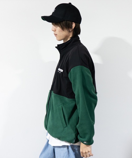 STARTER BLACK LABEL(スターターブラックレーベル)の「(YO)【STARTER BLACK LABEL】ナイロン 切り替え フリース ジップ ブルゾン(ブルゾン・メンズ・グリーン/ブラック・MEDIUM/LARGE)」の14枚目の写真