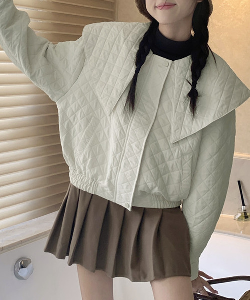 DAY CLOSET(デイ クローゼット)の「レディース ビッグカラーショート丈キルティングジャケット(その他アウター・レディース・オフホワイト・ONE SIZE)」の3枚目の写真