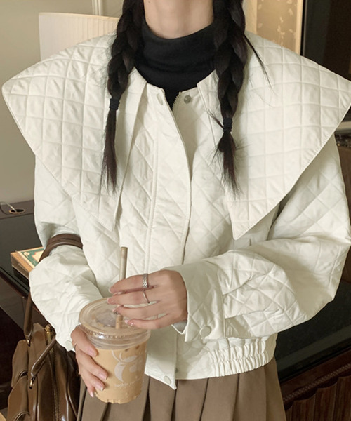 DAY CLOSET(デイ クローゼット)の「レディース ビッグカラーショート丈キルティングジャケット(その他アウター・レディース・オフホワイト・ONE SIZE)」の8枚目の写真