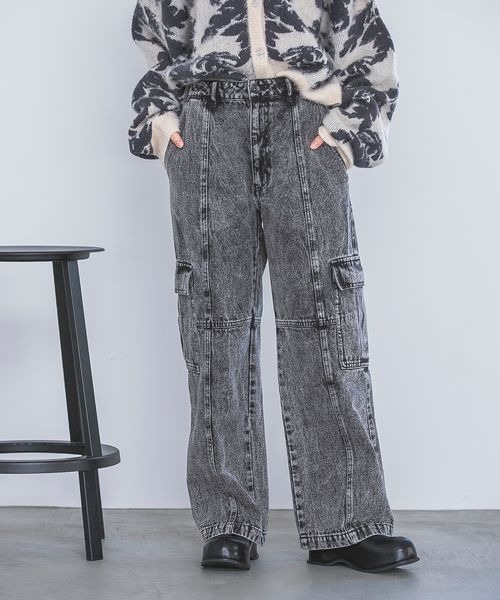 JEANASIS(ジーナシス)の「ケミカルデニムフラップポケットパンツ/184852(デニムパンツ・レディース・ブルー系その他/ブラック系その他・SMALL/MEDIUM)」の1枚目の写真