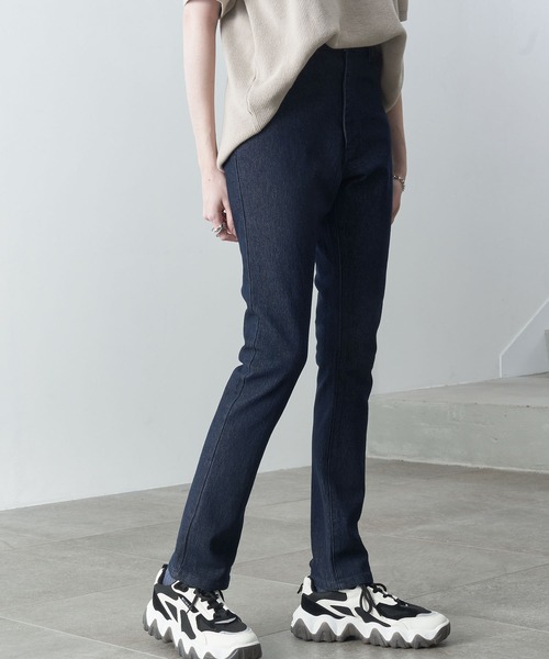 セール】【Alfred Alex】high waist skinny stretch denim pants