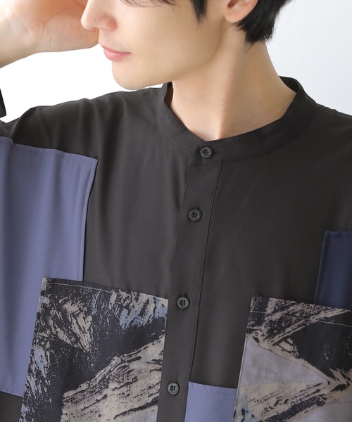 osharewalker（オシャレウォーカー）の「『パッチワークデザインロングシャツ』（シャツ/ブラウス・レディース・ブラック・1/2）」の16枚目の写真