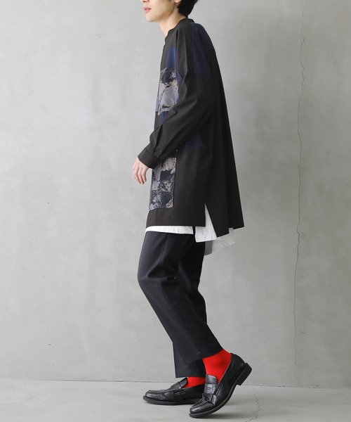 osharewalker（オシャレウォーカー）の「『パッチワークデザインロングシャツ』（シャツ/ブラウス・レディース・ブラック・1/2）」の12枚目の写真