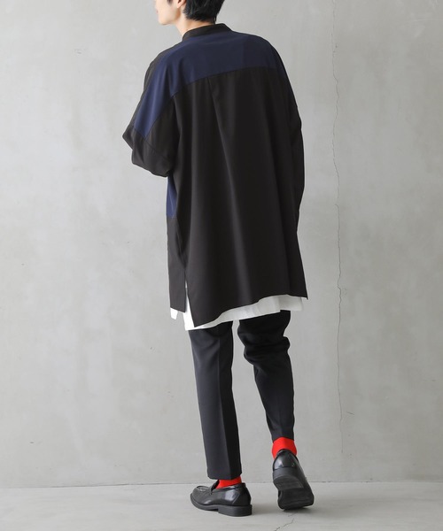 osharewalker（オシャレウォーカー）の「『パッチワークデザインロングシャツ』（シャツ/ブラウス・レディース・ブラック・1/2）」の13枚目の写真