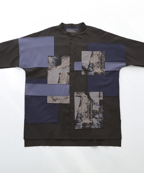 osharewalker（オシャレウォーカー）の「『パッチワークデザインロングシャツ』（シャツ/ブラウス・レディース・ブラック・1/2）」の21枚目の写真