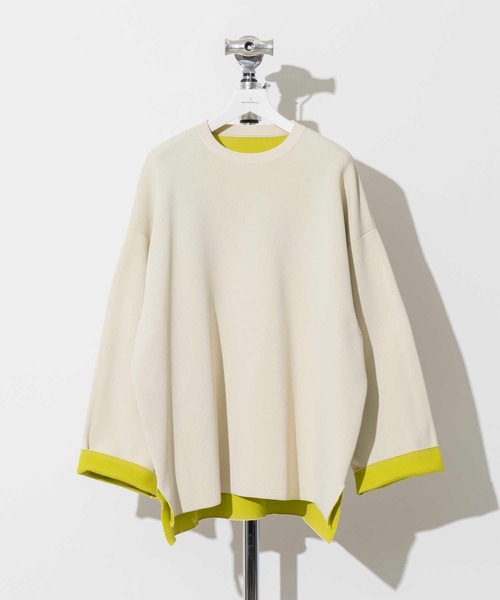 MAISON SPECIAL(メゾンスペシャル)の「《ユニセックスアイテム》ダブルフェイスプライムオーバークルーネックニットリバーシブルプルオーバー【MAISON SPECIAL/メゾンスペシャル】(ニット/セーター・メンズ・ブラック/オフホワイト/ネイビー/ブルー/グレイッシュベージュ・0/1/2)」の18枚目の写真