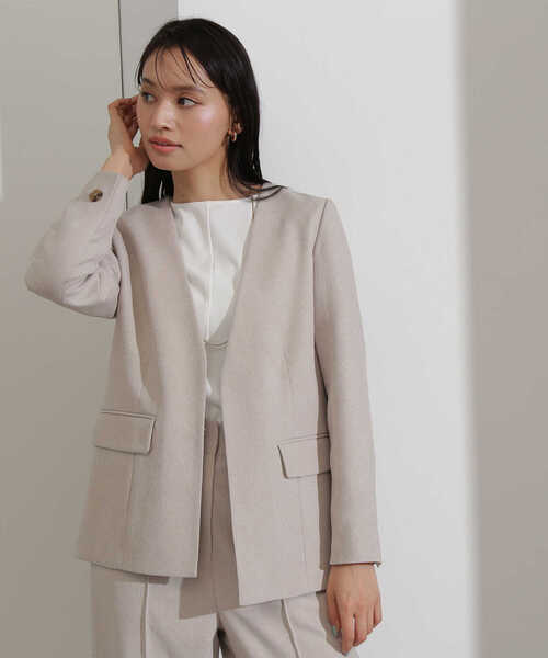 NATURAL BEAUTY BASIC(ナチュラルビューティーベーシック)の「リラクシーブッチャー SETUP ジャケット(ノーカラージャケット・レディース・ベージュ系その他/グレー系その他・SMALL/MEDIUM)」の1枚目の写真