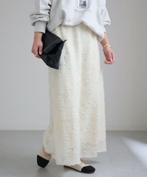 ap retro（アプレトロ）の「フラワージャガードスカート（スカート・レディース・ブラック/アイボリー・FREE）」の4枚目の写真