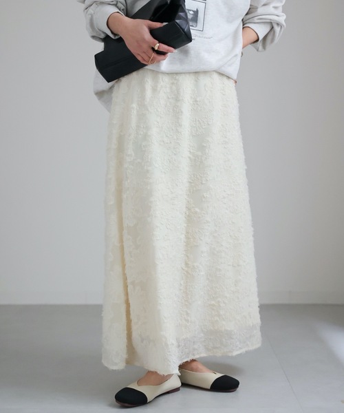 ap retro（アプレトロ）の「フラワージャガードスカート（スカート・レディース・ブラック/アイボリー・FREE）」の3枚目の写真