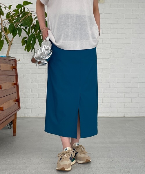 un dix cors（アンディコール）の「ストレッチナロースカート（スカート・レディース・ネイビー/サンドベージュ/オレンジ/ブラック/ブルー/グリーン/ボルドー/グリーン系その他/ブラウン・FREE）」の7枚目の写真