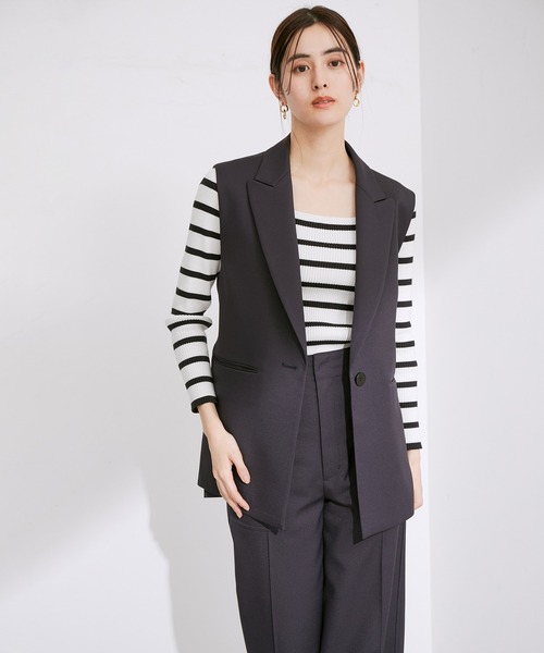 ROPE'（ロペ）の「サイドスリットテーラードジレ/セットアップ対応（ベスト・レディース・ネイビー/クリーム・38）」の5枚目の写真