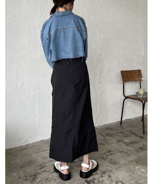 Re:EDIT（リエディ）の「[2023S/S COLLECTION][低身長/高身長サイズ有]シャーリングデザインスリットナロースカート（スカート・レディース・ベージュ/グレイッシュベージュ/ブラック・MEDIUM/SHORT/TALL/LARGE）」の6枚目の写真
