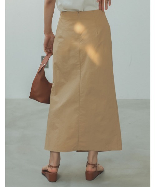 Re:EDIT（リエディ）の「[2023S/S COLLECTION][低身長/高身長サイズ有]シャーリングデザインスリットナロースカート（スカート・レディース・ベージュ/グレイッシュベージュ/ブラック・MEDIUM/SHORT/TALL/LARGE）」の10枚目の写真
