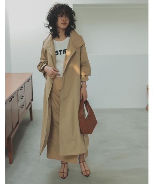Re:EDIT（リエディ）の「[2023S/S COLLECTION][低身長/高身長サイズ有]シャーリングデザインスリットナロースカート（スカート・レディース・ベージュ/グレイッシュベージュ/ブラック・MEDIUM/SHORT/TALL/LARGE）」の12枚目の写真