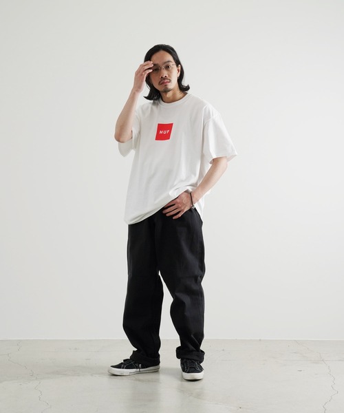 HUF(ハフ)の「HUF / ハフ ESSENTIALS BOX LOGO S/S TEE 半袖 ロゴ プリント Tシャツ(Tシャツ/カットソー・メンズ・ホワイト/ブラック/グリーン/ネイビー・X-LARGE/MEDIUM/LARGE)」の7枚目の写真