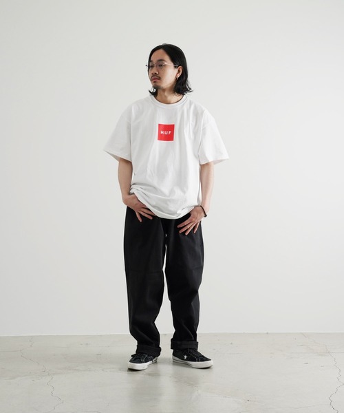 HUF(ハフ)の「HUF / ハフ ESSENTIALS BOX LOGO S/S TEE 半袖 ロゴ プリント Tシャツ(Tシャツ/カットソー・メンズ・ホワイト/ブラック/グリーン/ネイビー・X-LARGE/MEDIUM/LARGE)」の8枚目の写真