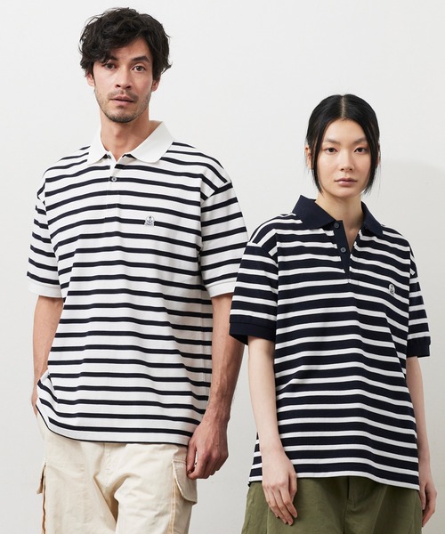FIDELITY（フィデリティ）の「EMBLEM BOREDER S/S POLO / ボーダー半袖ポロシャツ（ポロシャツ・メンズ・オフホワイト/ダークネイビー/グリーン・FREE/MEDIUM/X-LARGE/LARGE）」の2枚目の写真