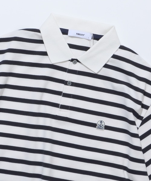 FIDELITY（フィデリティ）の「EMBLEM BOREDER S/S POLO / ボーダー半袖ポロシャツ（ポロシャツ・メンズ・オフホワイト/ダークネイビー/グリーン・FREE/MEDIUM/X-LARGE/LARGE）」の4枚目の写真