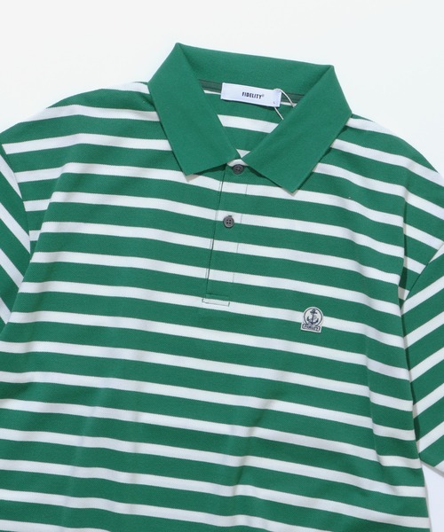 FIDELITY（フィデリティ）の「EMBLEM BOREDER S/S POLO / ボーダー半袖ポロシャツ（ポロシャツ・メンズ・オフホワイト/ダークネイビー/グリーン・FREE/MEDIUM/X-LARGE/LARGE）」の5枚目の写真
