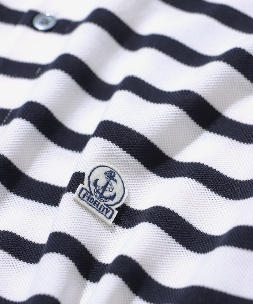 FIDELITY（フィデリティ）の「EMBLEM BOREDER S/S POLO / ボーダー半袖ポロシャツ（ポロシャツ・メンズ・オフホワイト/ダークネイビー/グリーン・FREE/MEDIUM/X-LARGE/LARGE）」の7枚目の写真