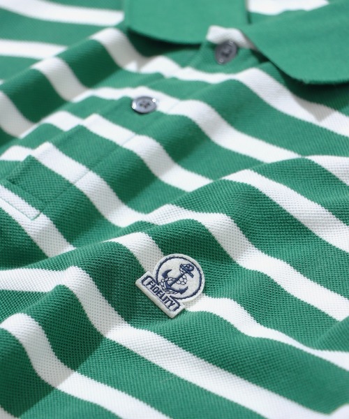 FIDELITY（フィデリティ）の「EMBLEM BOREDER S/S POLO / ボーダー半袖ポロシャツ（ポロシャツ・メンズ・オフホワイト/ダークネイビー/グリーン・FREE/MEDIUM/X-LARGE/LARGE）」の9枚目の写真