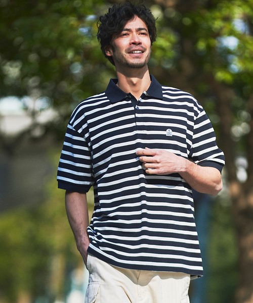 FIDELITY（フィデリティ）の「EMBLEM BOREDER S/S POLO / ボーダー半袖ポロシャツ（ポロシャツ・メンズ・オフホワイト/ダークネイビー/グリーン・FREE/MEDIUM/X-LARGE/LARGE）」の19枚目の写真