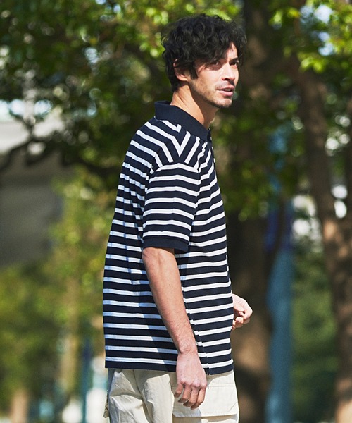 FIDELITY（フィデリティ）の「EMBLEM BOREDER S/S POLO / ボーダー半袖ポロシャツ（ポロシャツ・メンズ・オフホワイト/ダークネイビー/グリーン・FREE/MEDIUM/X-LARGE/LARGE）」の20枚目の写真