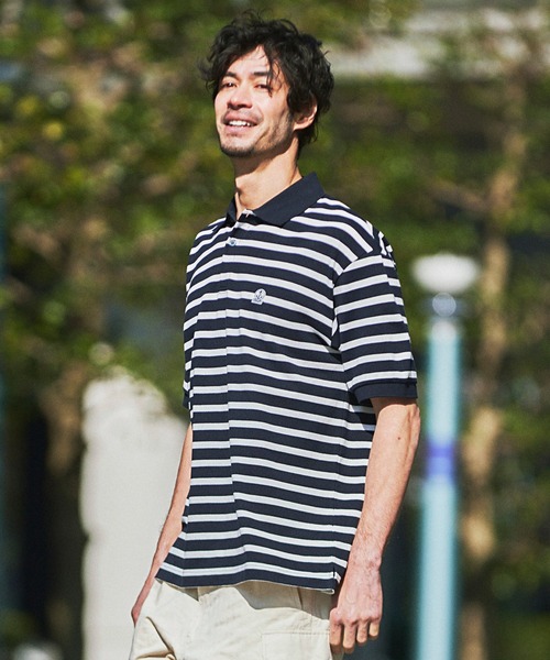 FIDELITY（フィデリティ）の「EMBLEM BOREDER S/S POLO / ボーダー半袖ポロシャツ（ポロシャツ・メンズ・オフホワイト/ダークネイビー/グリーン・FREE/MEDIUM/X-LARGE/LARGE）」の22枚目の写真