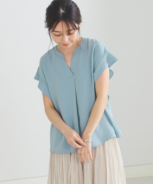 BEAMS HEART（ビームスハート）の「BEAMS HEART / スキッパー 袖フリル プルオーバー（シャツ/ブラウス・レディース・サックスブルー/オフホワイト/ネイビー/イエロー・FREE）」の20枚目の写真