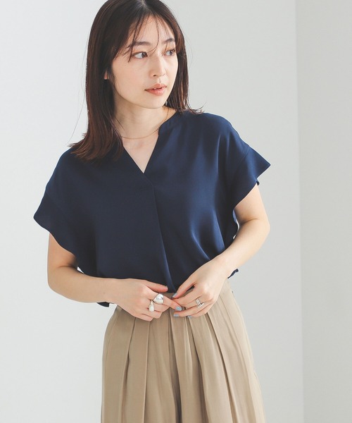 BEAMS HEART（ビームスハート）の「BEAMS HEART / スキッパー 袖フリル プルオーバー（シャツ/ブラウス・レディース・サックスブルー/オフホワイト/ネイビー/イエロー・FREE）」の12枚目の写真