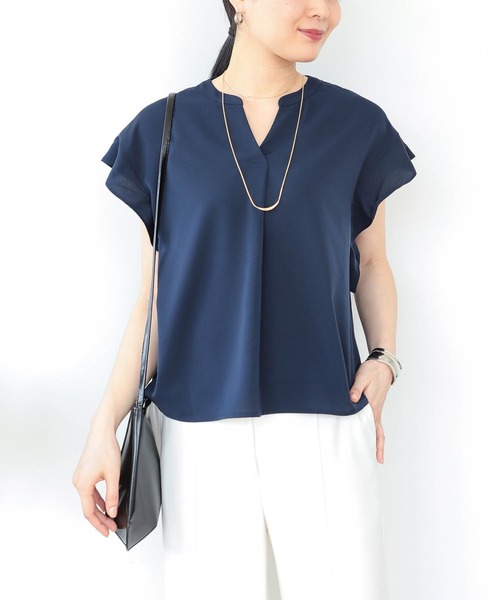 BEAMS HEART（ビームスハート）の「BEAMS HEART / スキッパー 袖フリル プルオーバー（シャツ/ブラウス・レディース・サックスブルー/オフホワイト/ネイビー/イエロー・FREE）」の13枚目の写真