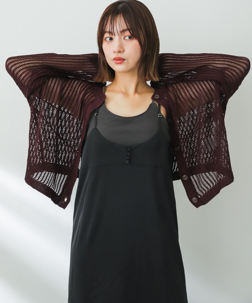 SENSE OF PLACE by URBAN RESEARCH（センスオブプレイスバイアーバンリサーチ）の「メッシュカーディガン（カーディガン/ボレロ・レディース・アイボリー/オレンジ/ブラック/ブラウン・ONE）」の12枚目の写真